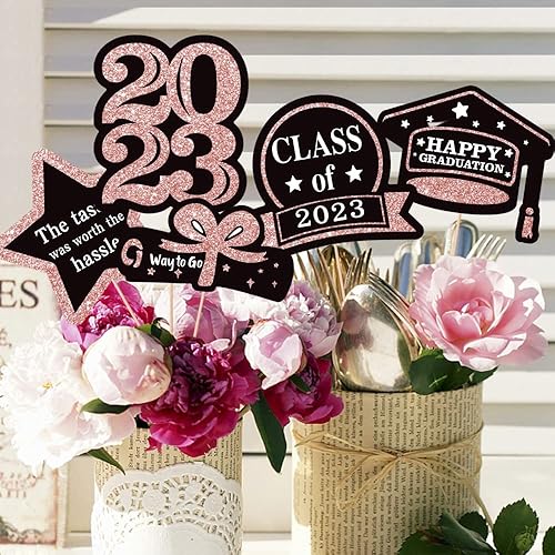 Miniatura 2 de wybcfp 30 piezas de centros de mesa de fiesta de graduación 2023 palos de centro de mesa de clase de 2023, adornos de mesa de felicitaciones para