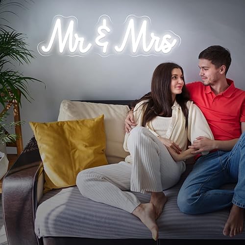 Miniatura 5 de Señal de neón de Mr & Mrs para boda, fiesta, decoración del hogar, funciona con USB, 15.7 x 4.5 pulgadas, letreros de luz LED para dormitorio,