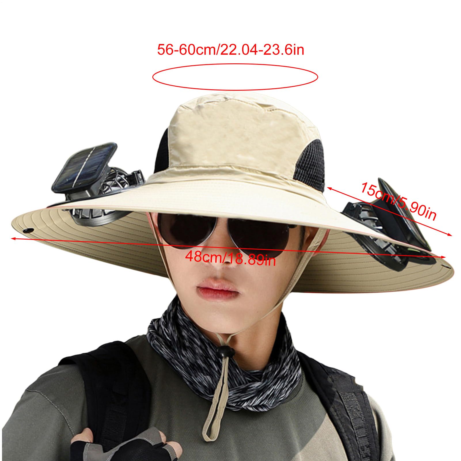 Cappello da Pesca All'aperto A Ventole Solare A Bordo Largo,Cappello da | Ventola Solare UPF 50+ con 2 Piccoli Ventilatori Rimovibili,Cappello Ventilatori Regolabili A 3 velocità,Addebito Solare E US