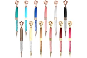 12 Pieces Crystal Diamond Crown Ballpoint Pens