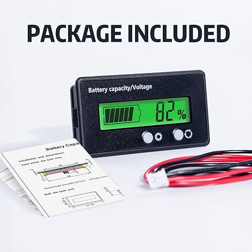 Miniatura 6 de Indicador de capacidad de batería de 12 V, 24 V, 36 V, 48 V, medidor de voltaje para carrito de golf con pantalla LCD, retroiluminación verde,