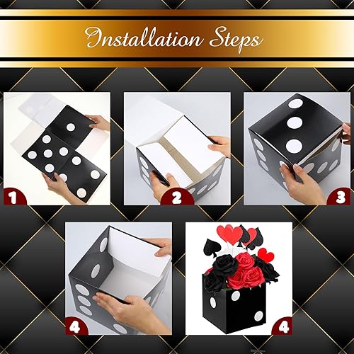 Miniatura 3 de 6 cajas de regalo de dados de 7 x 7 x 7 pulgadas decoración de dados tridimensionales a granel centro de mesa apilable suministros de cumpleaños