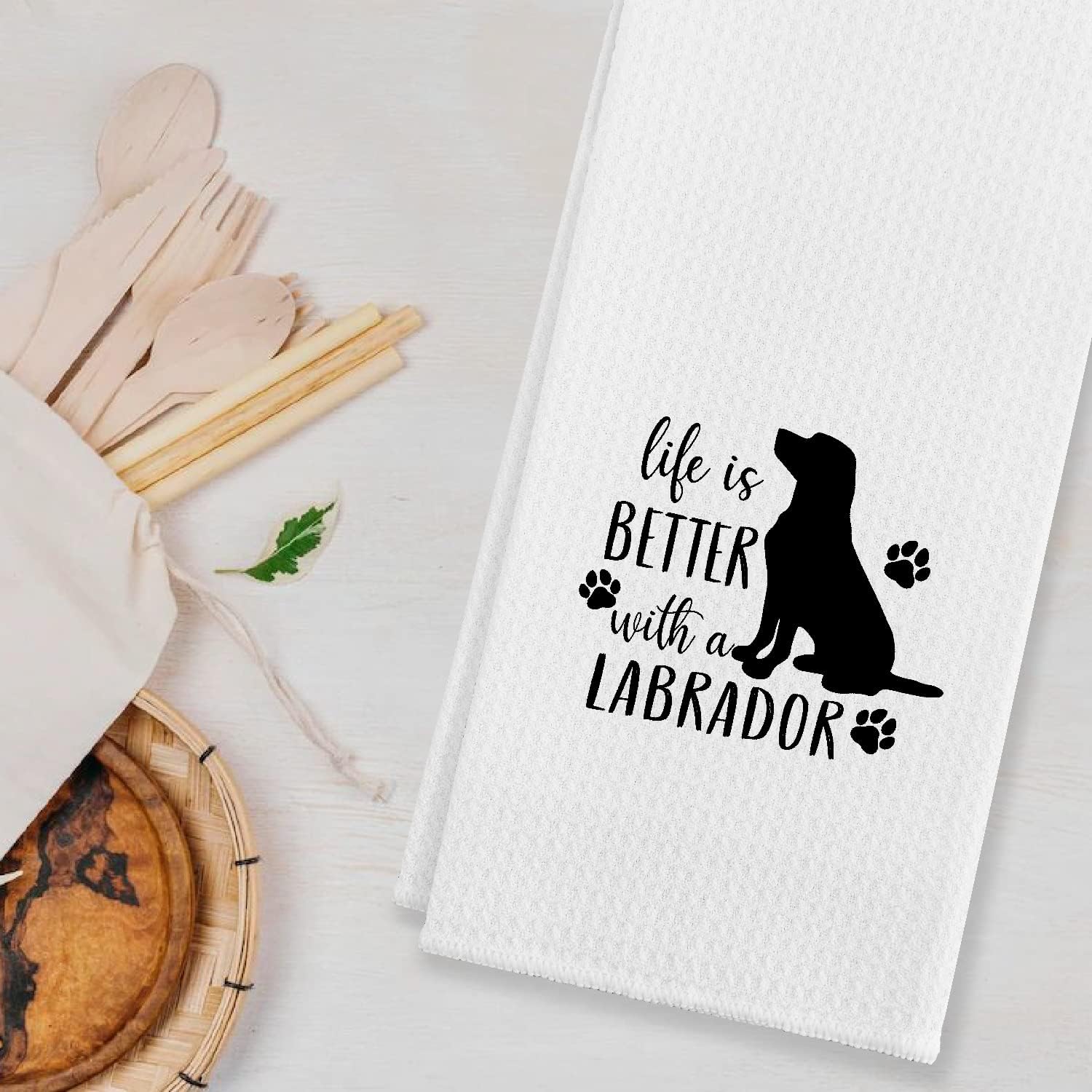 Life Is Better With A Labrador Dog Paws Kitchen Towels & Tea Towels, Dish Cloth Flour Sack Hand Towel for Farmhouse Kitchen Decor,24 X 16 Inches Cotton Modern Dish Towels Dishcloths,Dog Lovers Gifts - Image 2