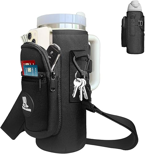 Miniatura 12 de Sports rabbit Soporte universal para botella de agua – Diseño híbrido duradero de Oxford y neopreno compatible con Stanley de 30/40oz con asa y