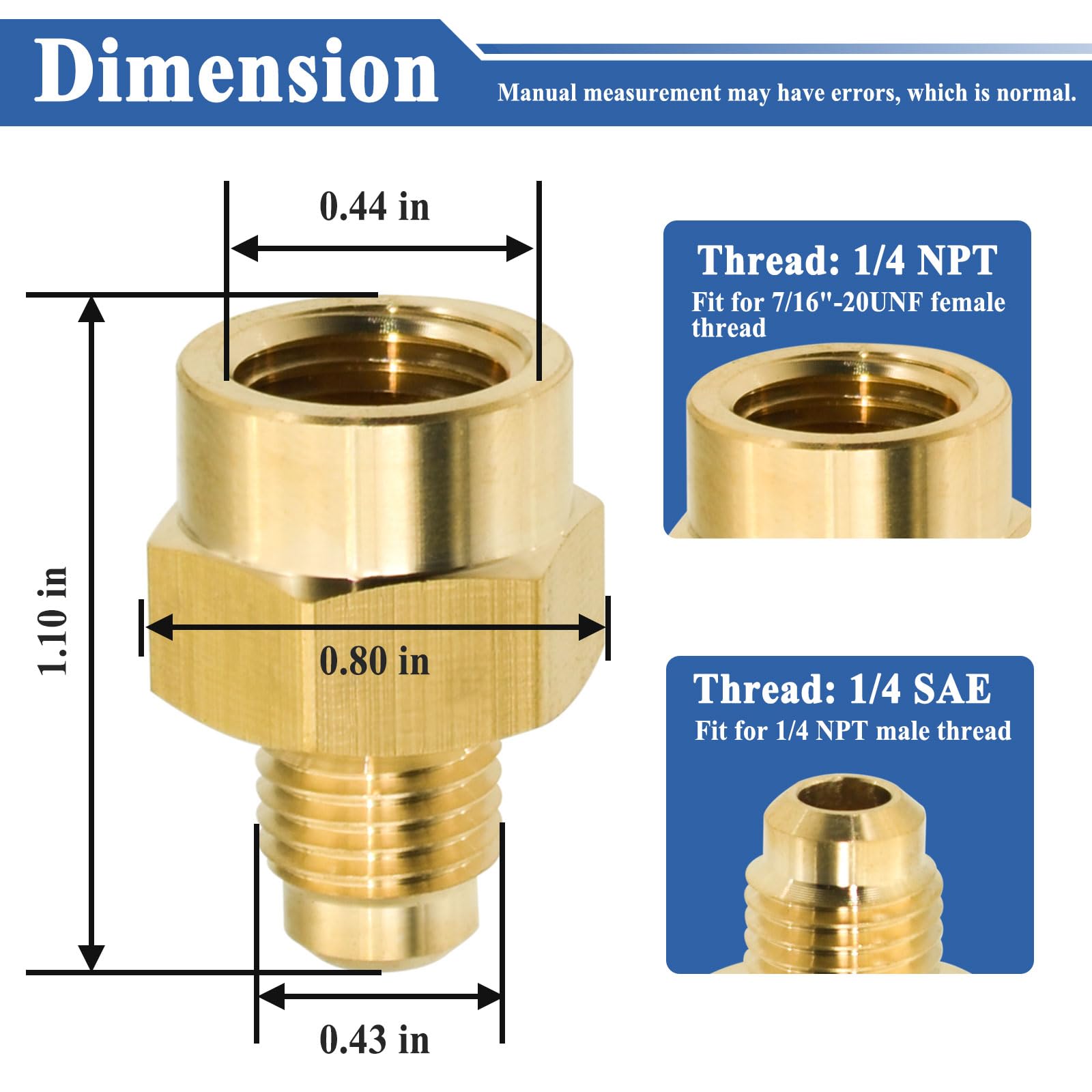 Amazon.co.jp: 1/4 SAE - 1/4 NPT 真鍮アダプター2個、AC冷凍パイプ