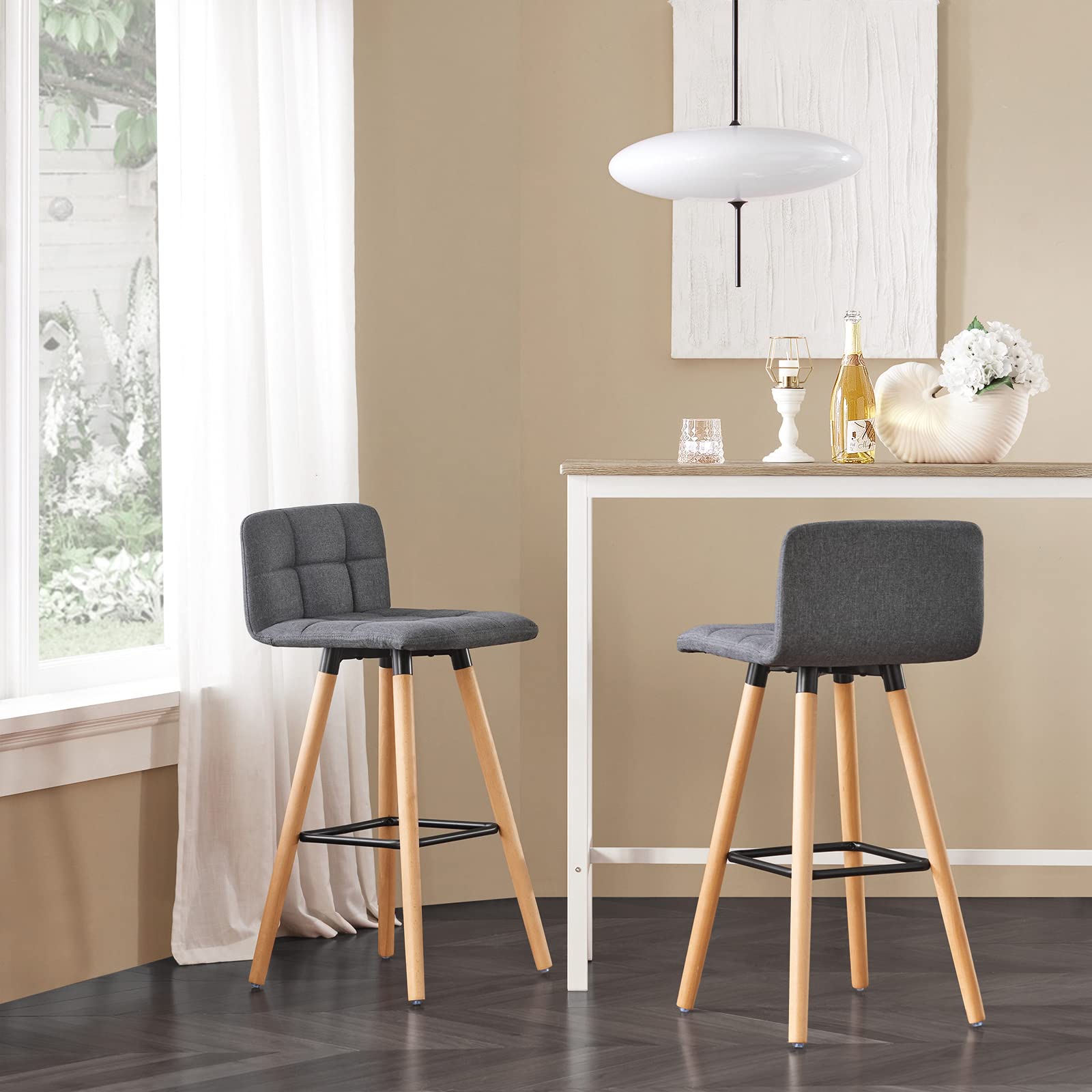 SoBuy Lot de 2 Tabourets de Bar, Assise Courbe rembourrée 68cm, 44x92x44cm