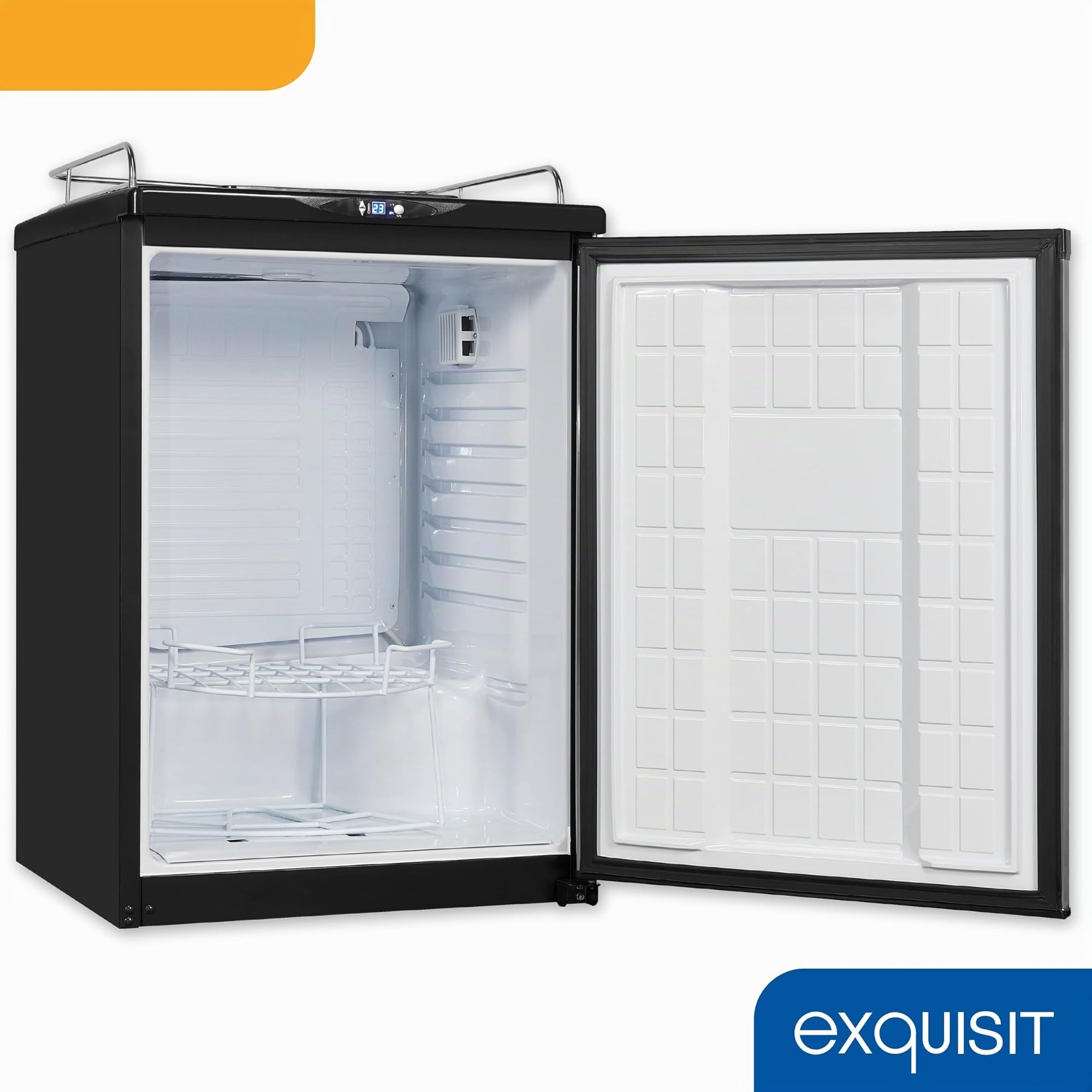 Exquisit Fasskühlschrank mit Zapfanlage, 163 L, Bierkühlschrank inox