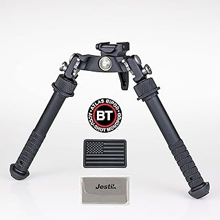 Atlas Bipod BT65 Cal Standard Two-Screw 1913 Rail Clamp Plus USA Flag Patch and Jestik Microfiber Cleaning Cloth - Jestik