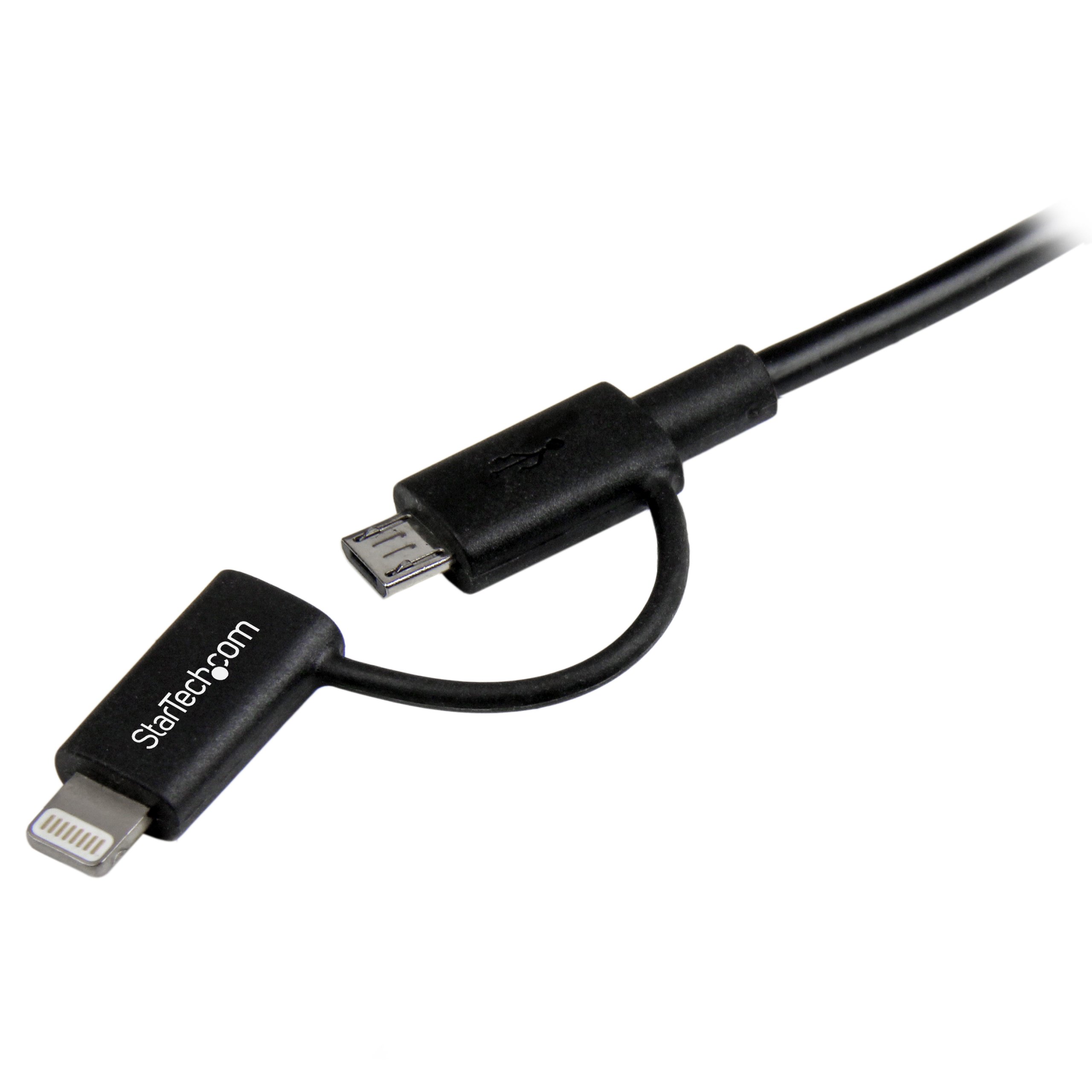 StarTech.com LTUB1MBK 1 m (3 stopy) czarny Apple 8-pinowe złącze Lightning lub kabel micro USB na USB Combo do iPhone iPod iPad, kabel do ładowania i synchronizacji