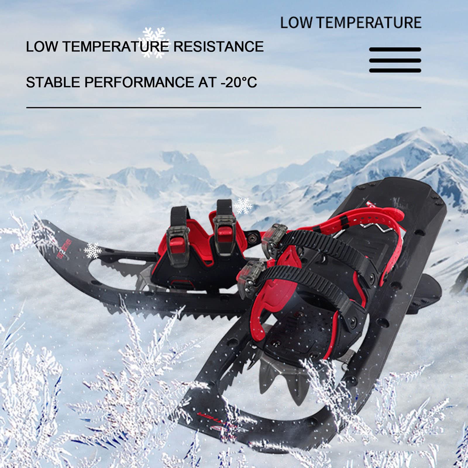 Raquettes À Neige Hommes Femmes pour Adulte, Poids Léger Chaussures De Neige avec Crampons Antidérapants en Aluminium, Fixations Ajustables,65/21CM