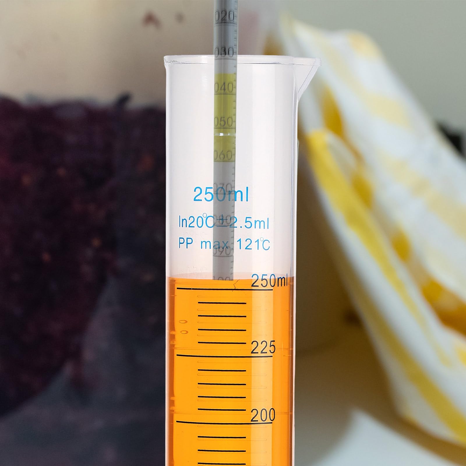 Affrolling 2 tubos de ensayo de plástico graduados de 250 ml para probar cerveza, vino, hidromiel, bebidas fermentadas, material de destilación, alcohol
