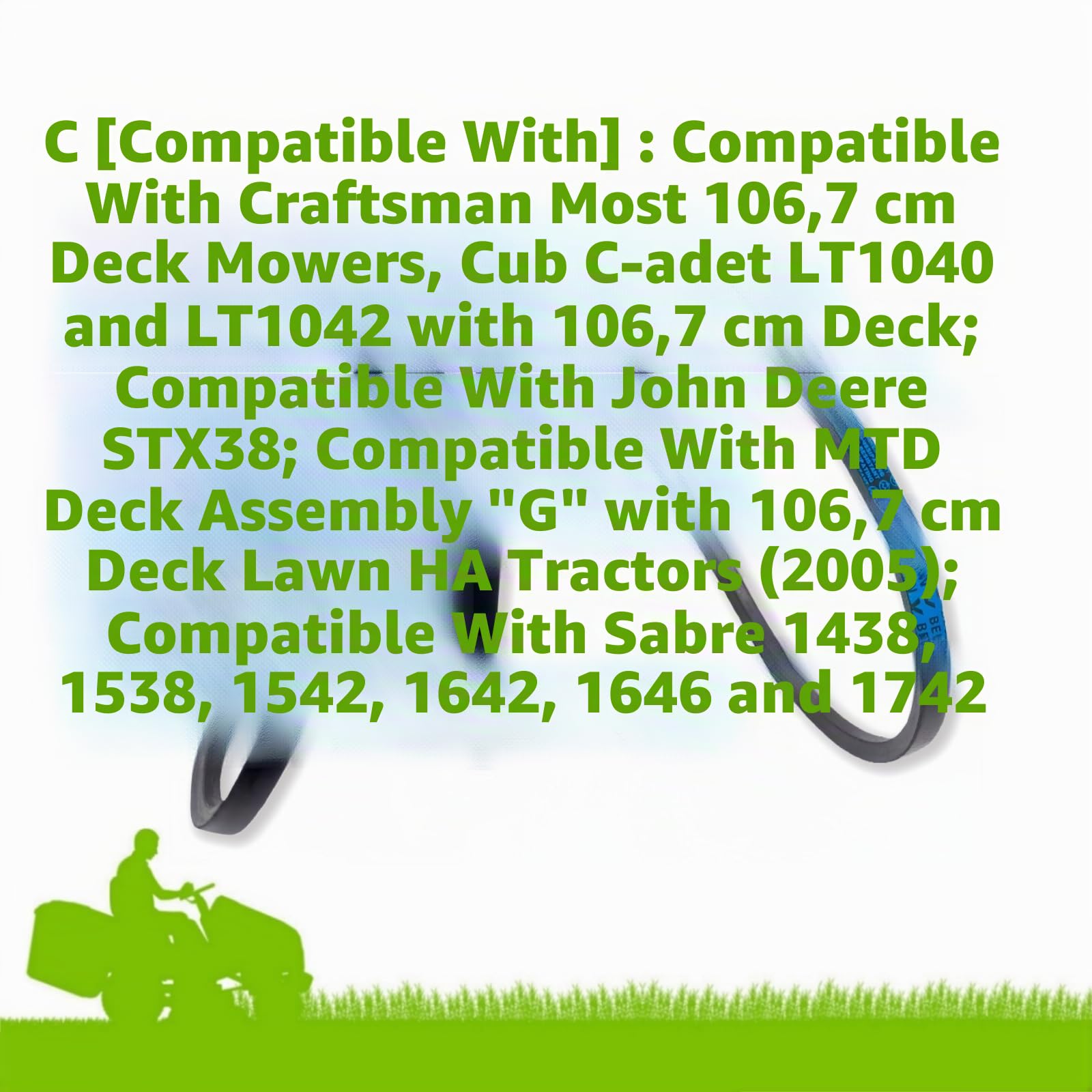 2pk Courroie de plateau de 42 pouces 954-04060C 754-04060C (1,27 cm x 24,38 m) Remplace pour MTD Cub Cadet Troy-Bilt LT1042 John Deer GX10851 Sabre 1438GS Tondeuses à gazon 754-04060B 954-04060B 754