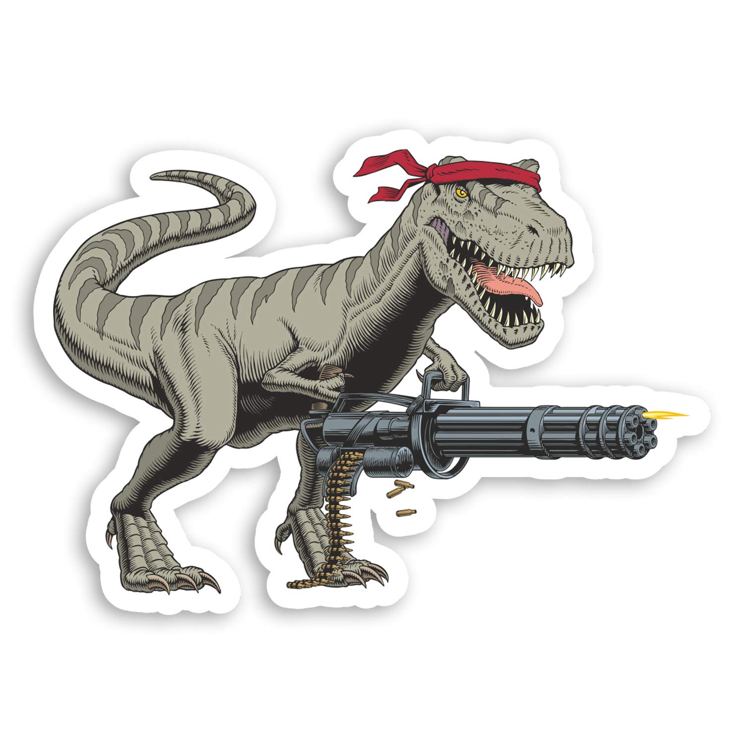 2 x 10cm T-Rex Vinyl Stickers - Dinosaur Machine Gun Fun Sticker #29256