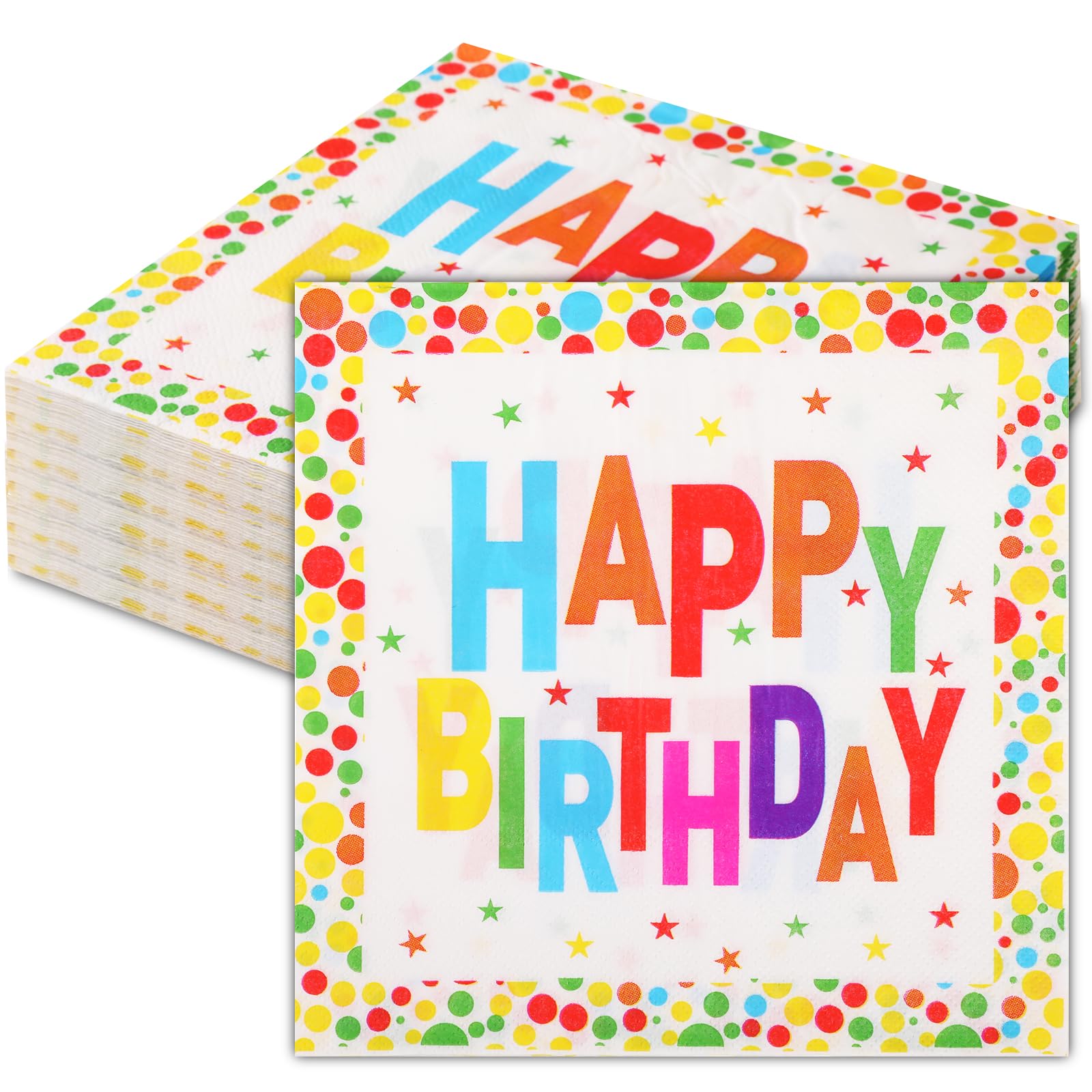 Bighan Happy Birthday Paper Napkins, 100Pack 2ply 33 * 33cm Disposable Serviettes for Birthdays of Any Age Paper Birthday Napkins