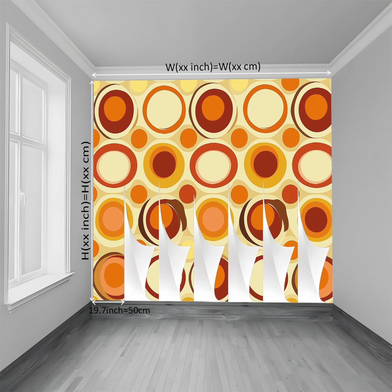 Générique Panoramiczna tapeta 200 x 140 cm retro okrągły i bąbelkowy wzór XXL fototapeta dekoracja ścienna gobelin do salonu sypialnia - tapeta Trompe l'eil efekt 3D, żółta