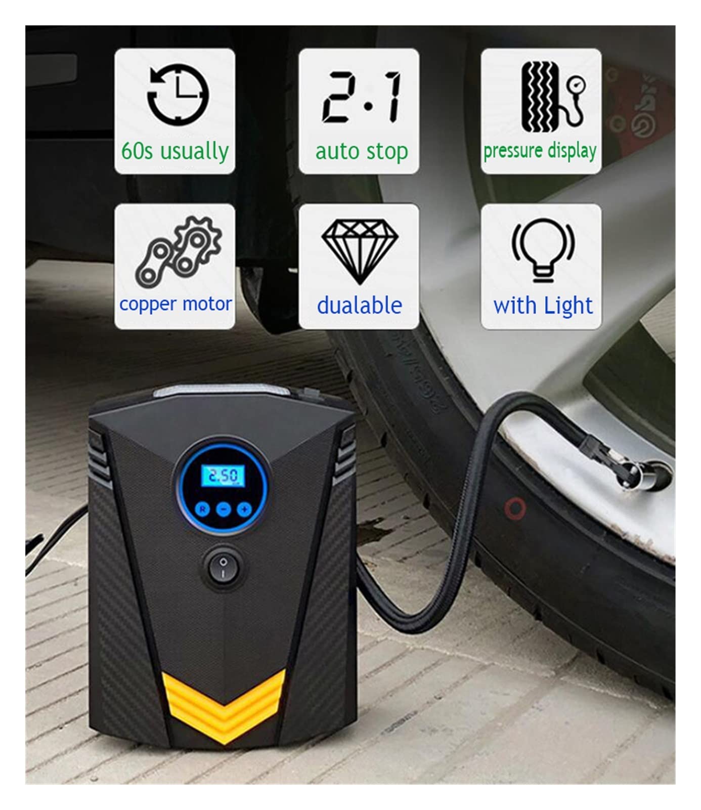 Inflador de neumáticos de Coche Digital Bomba Inflable de neumáticos de Coche Digital compresor de Aire automático para inflador de neumáticos de Ruedas de Coches