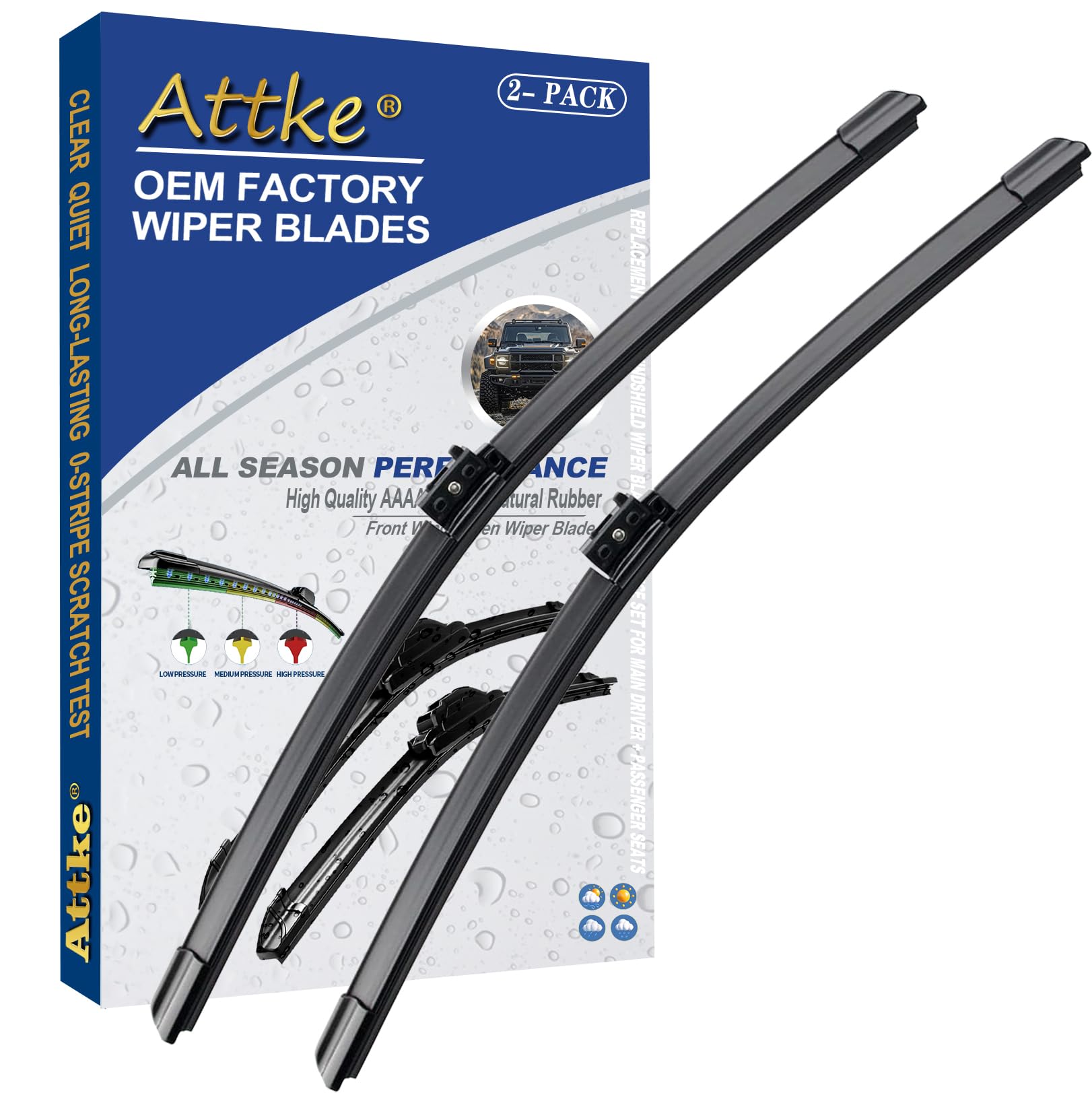 ATTKE OEM Quality Front Windshield Wiper Blades, Factory Replacement Mercedes-Benz C300 2015-2022 GLC300 2016-2019/22"+22" (Set of 2)