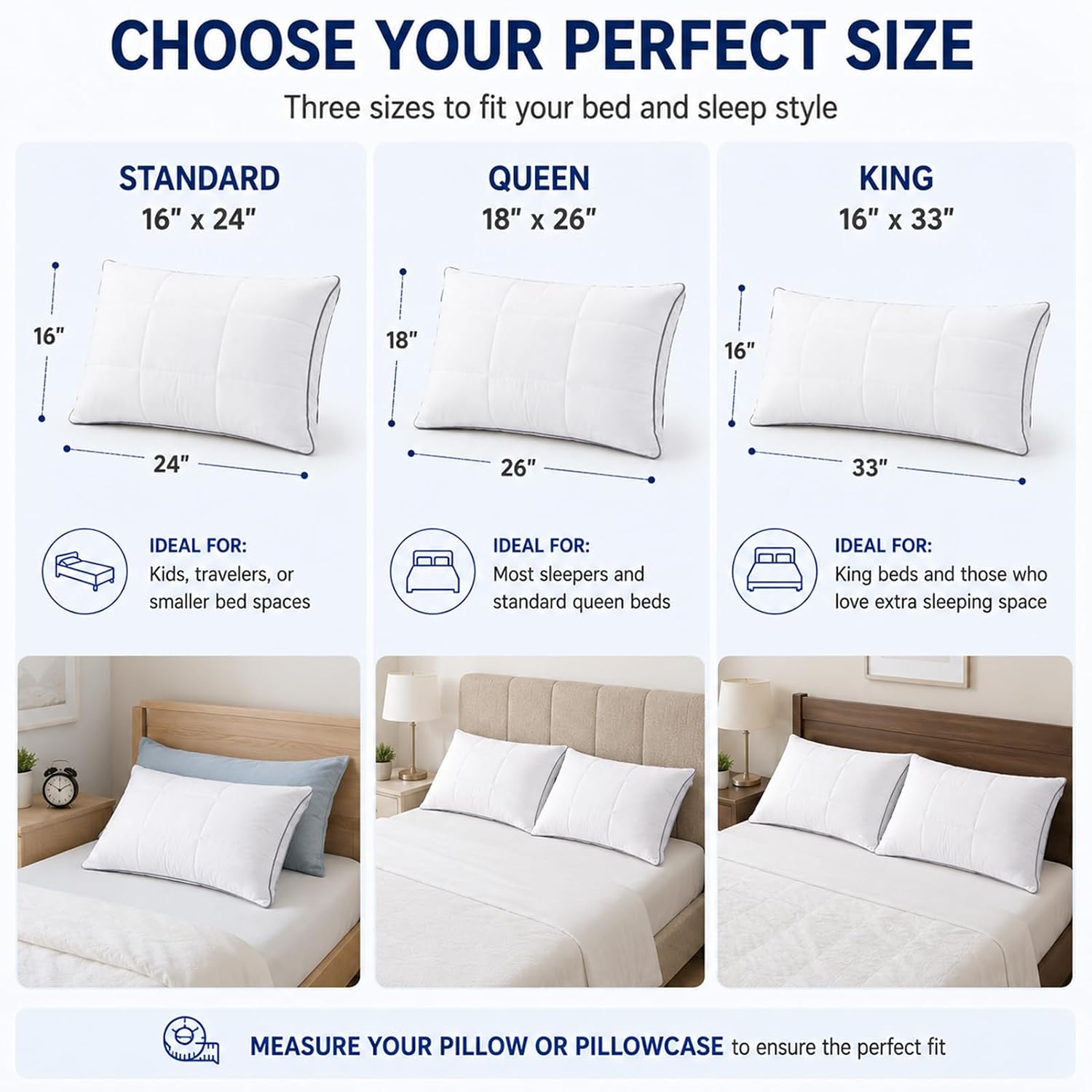 Adjustable Pillow Standard Size, Side Sleeper Bed Pillow, 1 Pack