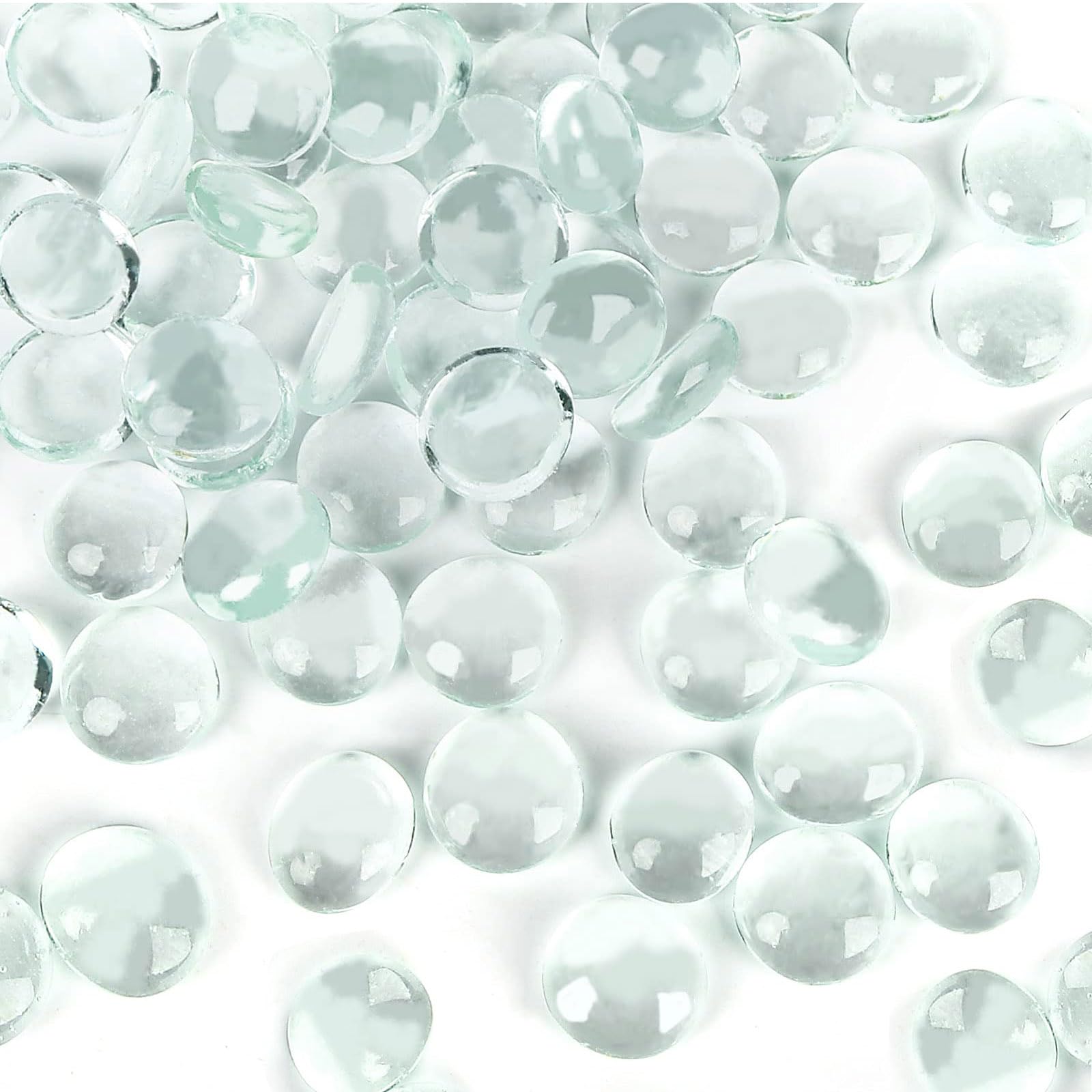 Yzzyemn 12 OZ Flat Glass Pebbles for Vase, Glass Beads,Small Flat Glass Marbles, Aquarium Pebbles Beads,Vase Filler Beads, Tank Glass Rocks,Clear Glass Gem Stones for Home Decorative Art Craft