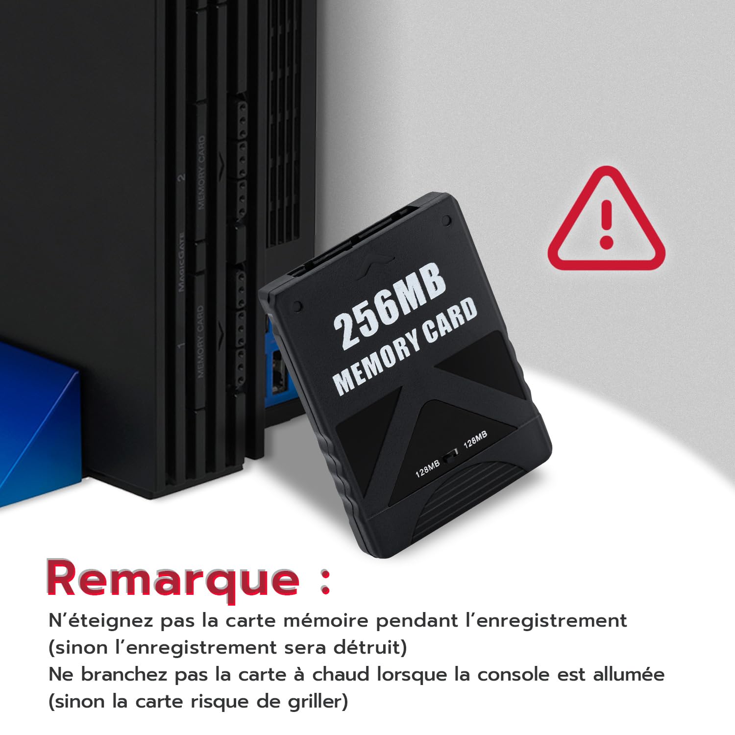 Mcbazel Carte mémoire de Jeu 256M sur PS2 Accessoires de Sauvegarde Haute Vitesse Carte de Stockage Compatible avec Le Jeu PlayStation 2