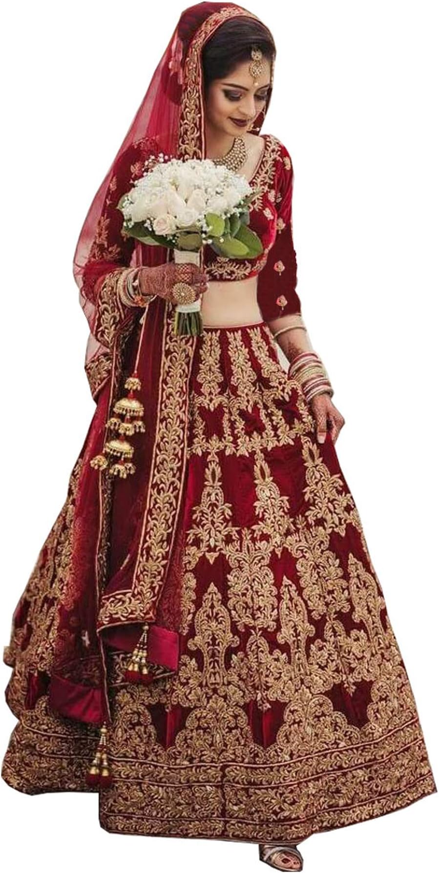 Aayan export Women's Velvet Semi-stitched Lehenga Chol Free size