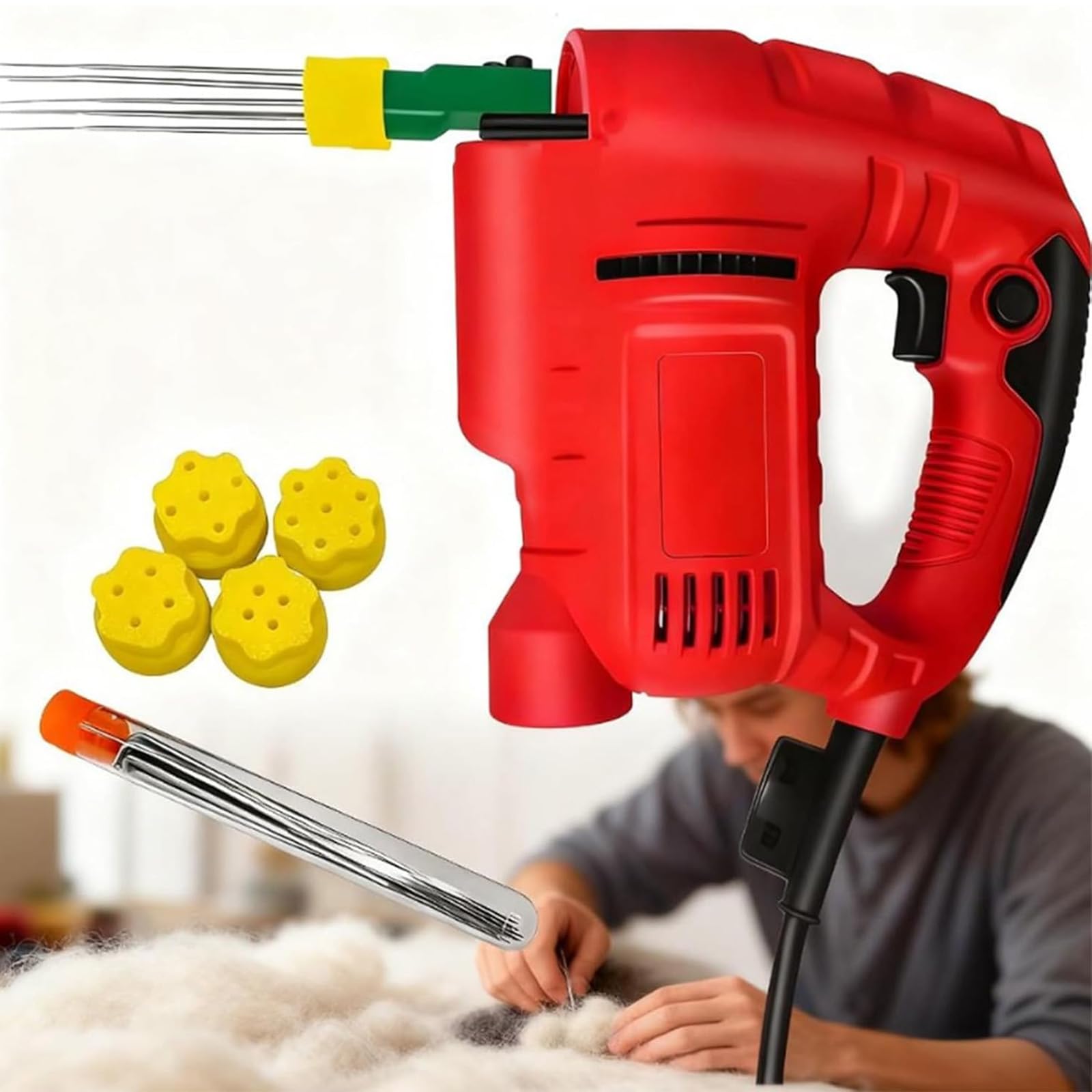 ZHJOPP Electric Needle Felting Machine,Needles Handheld Wool Felt Poking Tool for Quick,6 Adjustable Speeds, 3000r/min Wool Felt Craft Kit