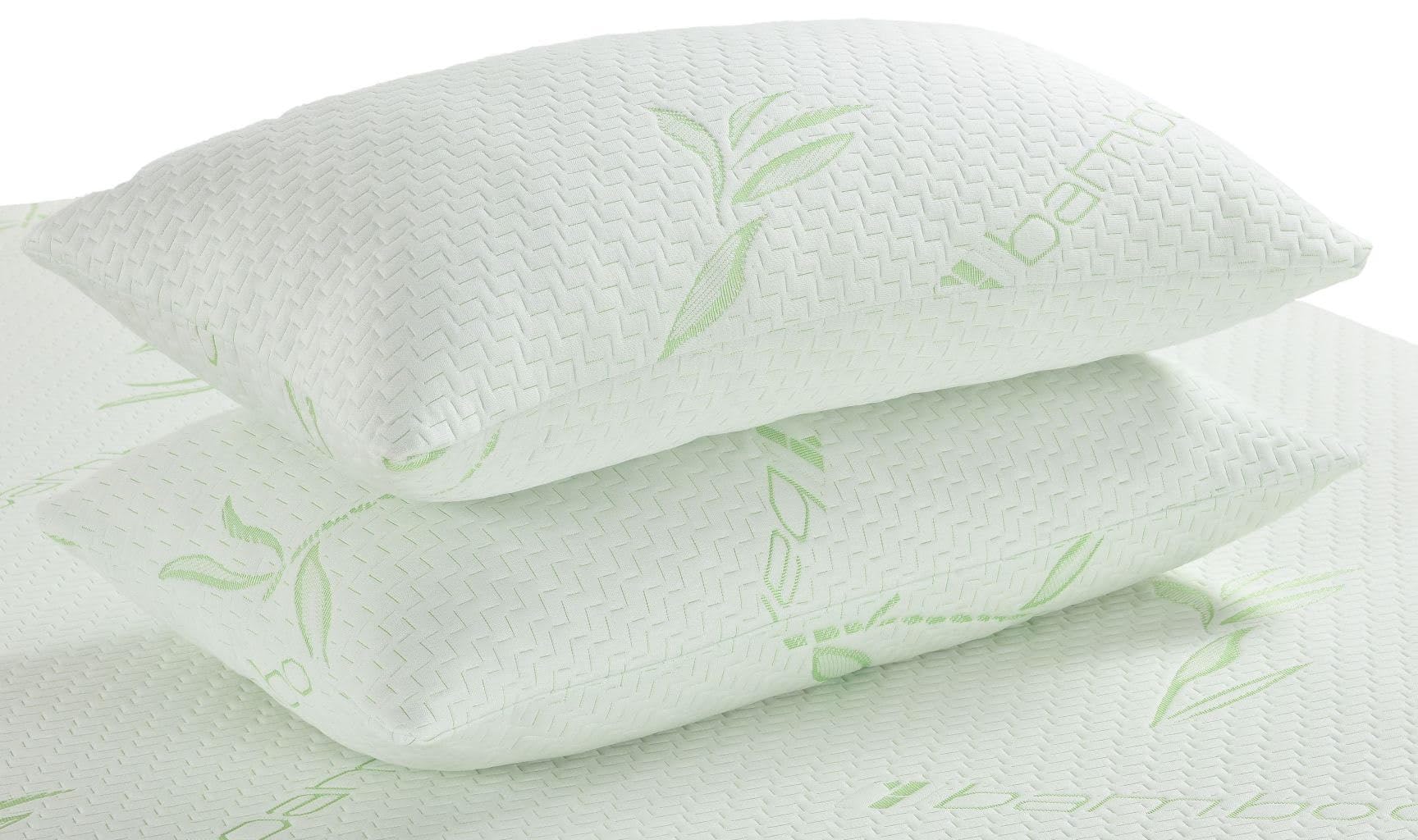 Comfy Nights NEW Luxury Bounce Back Bamboo Pillow Neck & Shoulder support Hypoallergenic & Antibacterial Pillow - Hollow Fibre Filled - Pack of 2