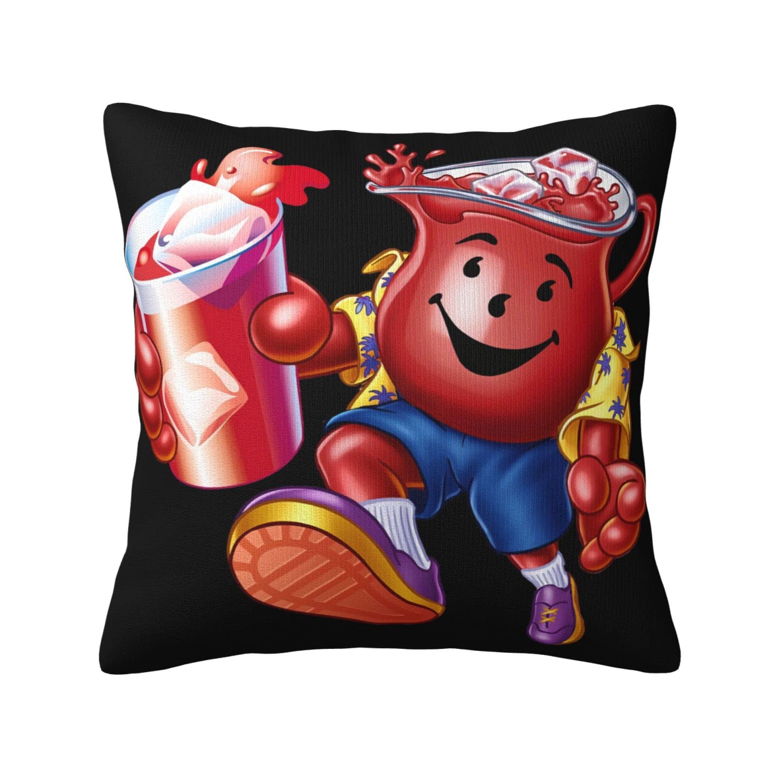 Kool Anime Aid Man Pillowcase Throw Pillowcase Home Decorative Pillow Covers 18x18 inch Square Cushion Case for Living Room, Bedroom, Sofa, Couch, Cars