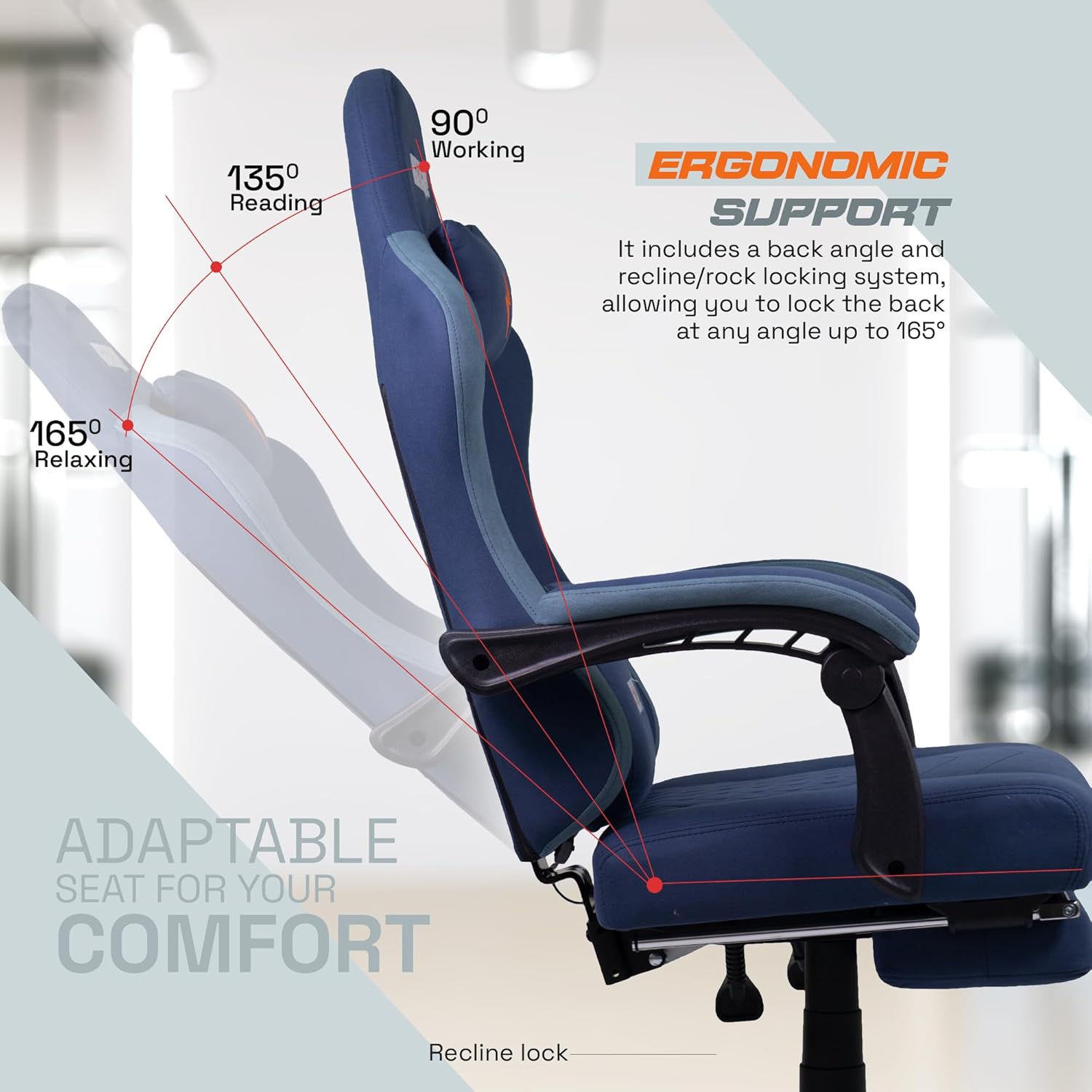 Baybee Drogo Throne Ergonomic Gaming Chair With Linkage Armrest,Foot Rest,& Adjustable Seat|Computer Chair With Fabric,Head & Massager Lumbar Pillow|Home & Office Chair With Full Recline (Dark Blue) Baybee Drogo Throne Ergonomic Gaming Chair With Linkage Armrest,Foot Rest,& Adjustable Seat|Computer Chair With Fabric,Head & Massager Lumbar Pillow|Home & Office Chair With Full Recline (Dark Blue)