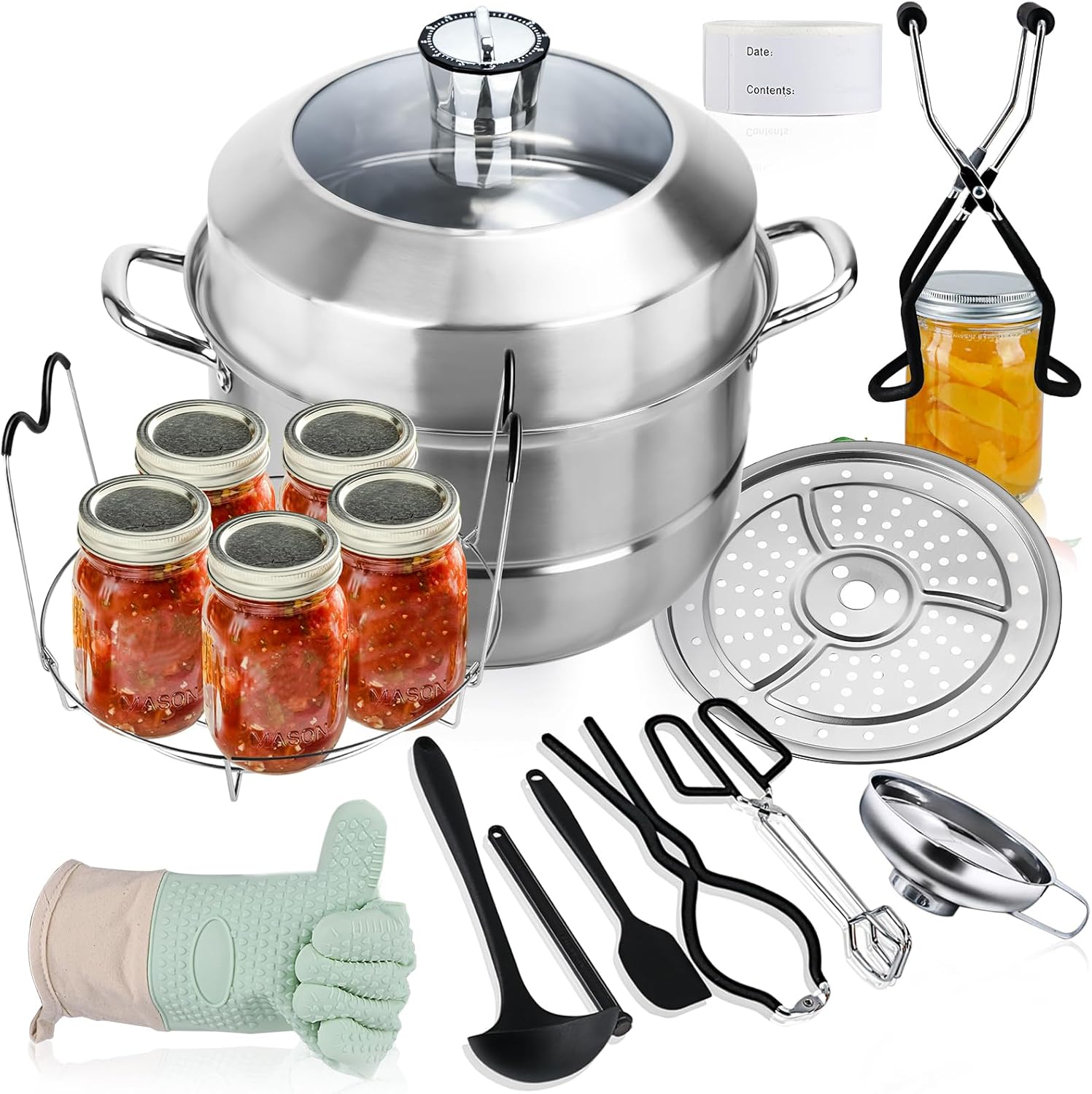 Canning Pot-Canning supplies starter kit, Stainless Steel Canning Tool Kit, Water bath canner with rack for canning