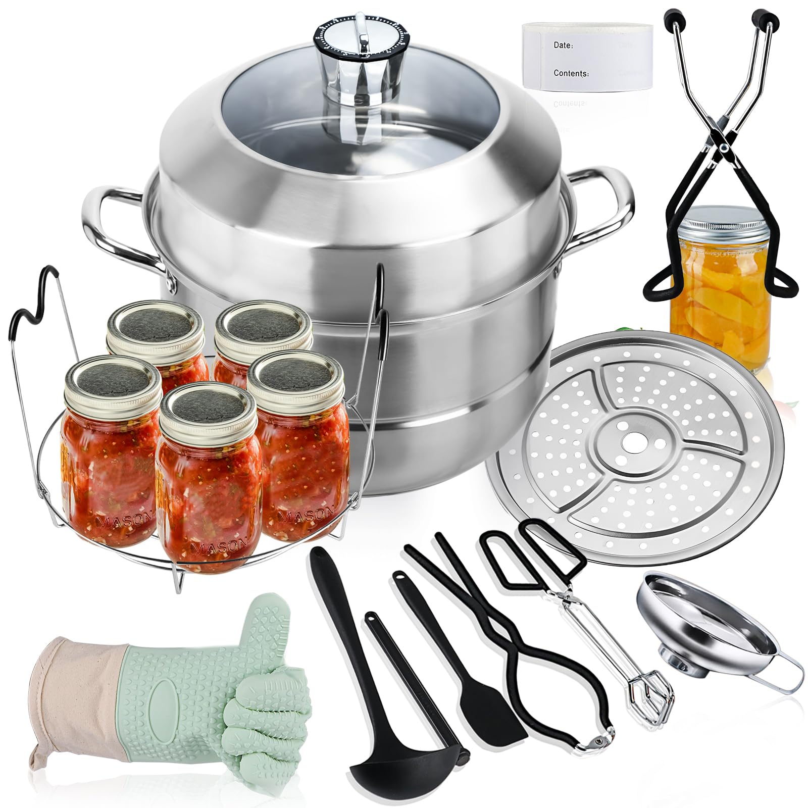 Canning Pot-Canning supplies starter kit, Stainless Steel Canning Tool Kit, Water bath canner with rack for canning
