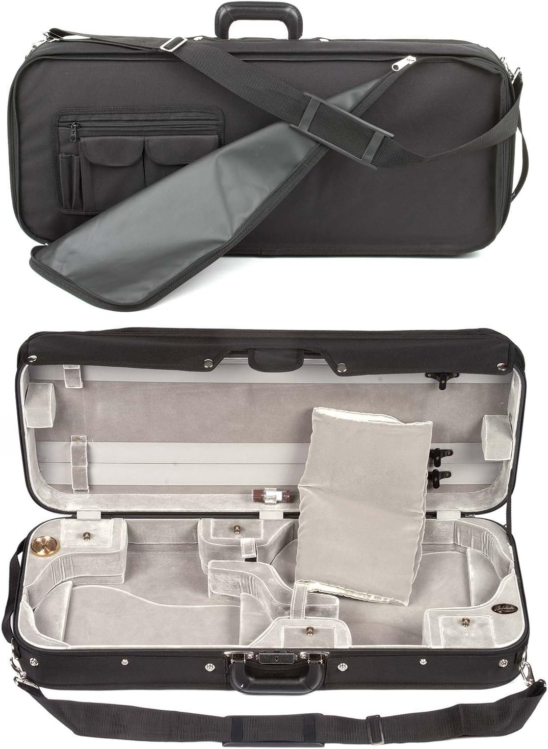 Bobelock 1015SV Double 4/4 Violin Case with Instrument Suspension and Silver Velvet Interior
