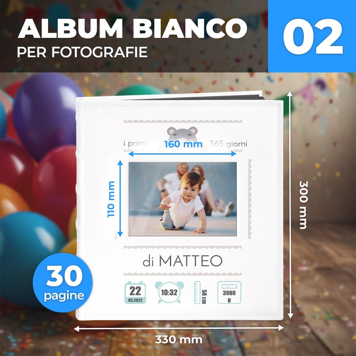 Album Fotografico Maverton - 60 Pagine Nere, Per 240 Foto 10x15cm, Copertina In Pelle Personalizzabile - Foto 10