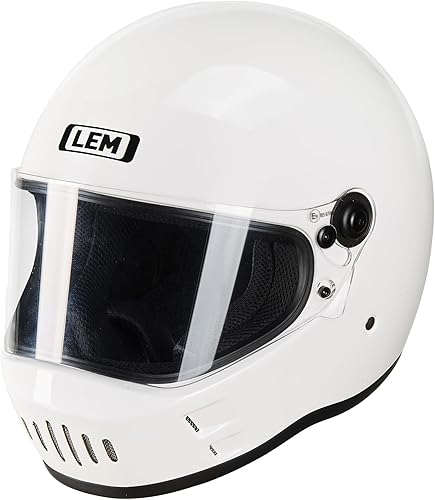 LEM Cascos de motocicleta de cara completa, certificado por DOT, casco de motocicleta retro para adultos, casco vintage, carcasa ligera de fibra de