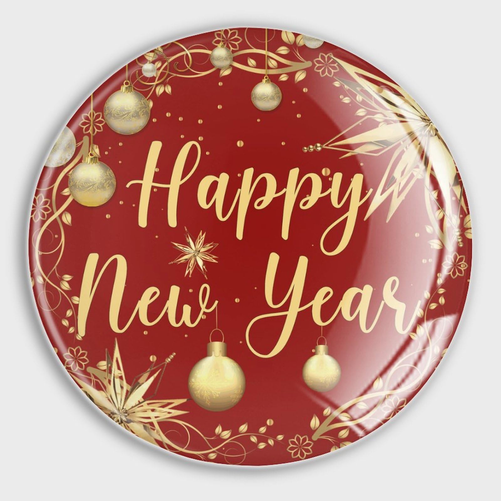 Decorative Magnets Refrigerator Happy New Year Fridge Magnets Round Whiteboard Magnets Glass Refrigerator Magnets for Billboard Office Blackboard