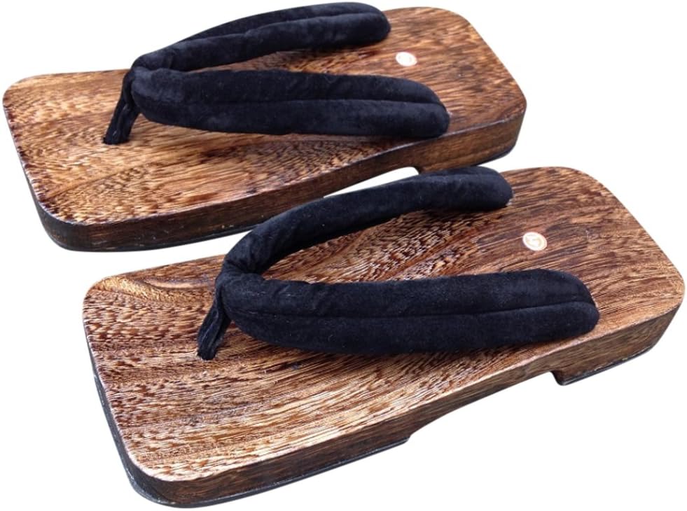 CRB FashionMens Japanese Traditional Kimono Wooden Clogs Slippers Sandals