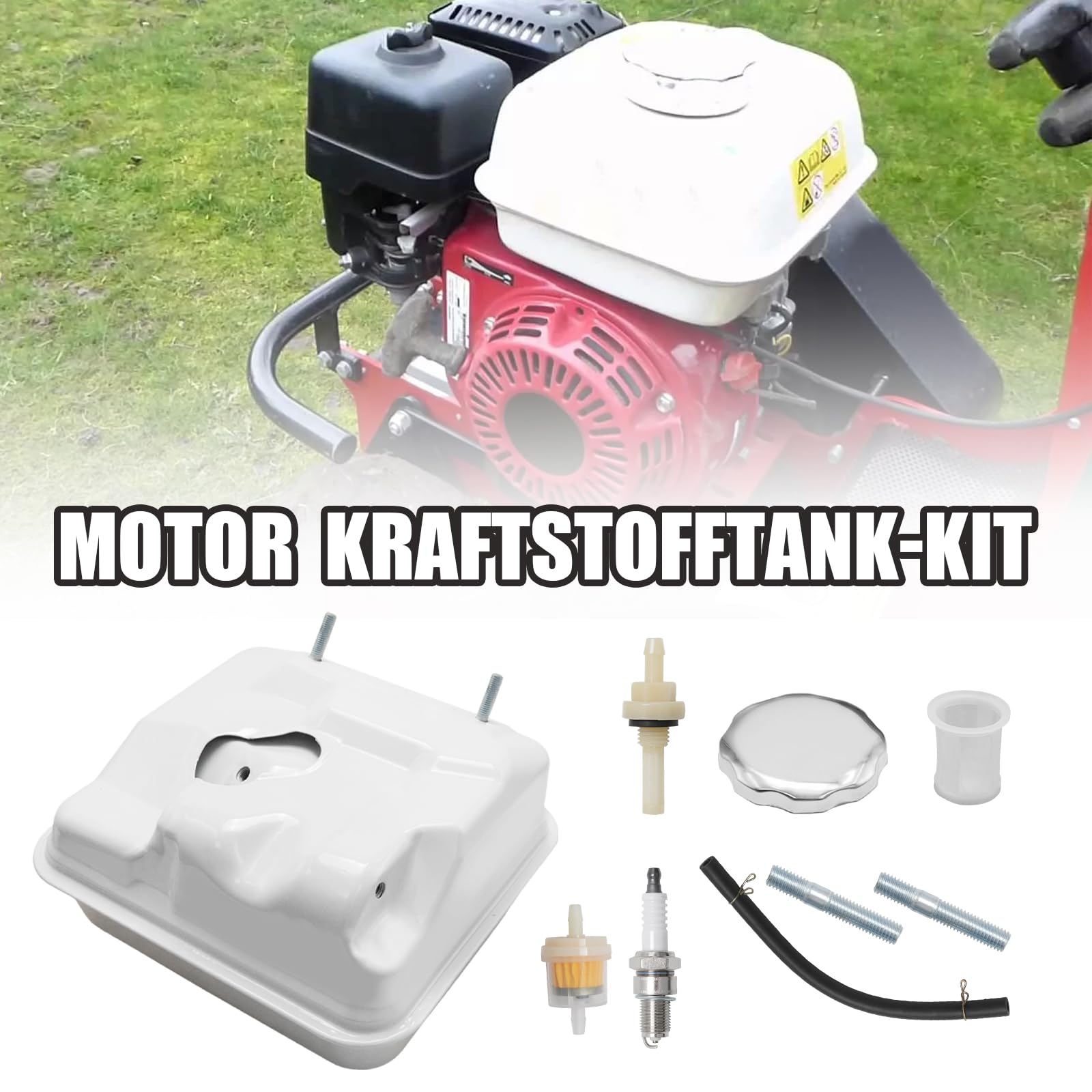 Motor Kraftstofftank-Kit, Ersatz für Honda GX240 GX270 GX340 8PS 9PS 11PS 13PS Motoren, einschließlich Kraftstofftank, Deckel und Filter, ersetzt 17510-ZE2-800ZC