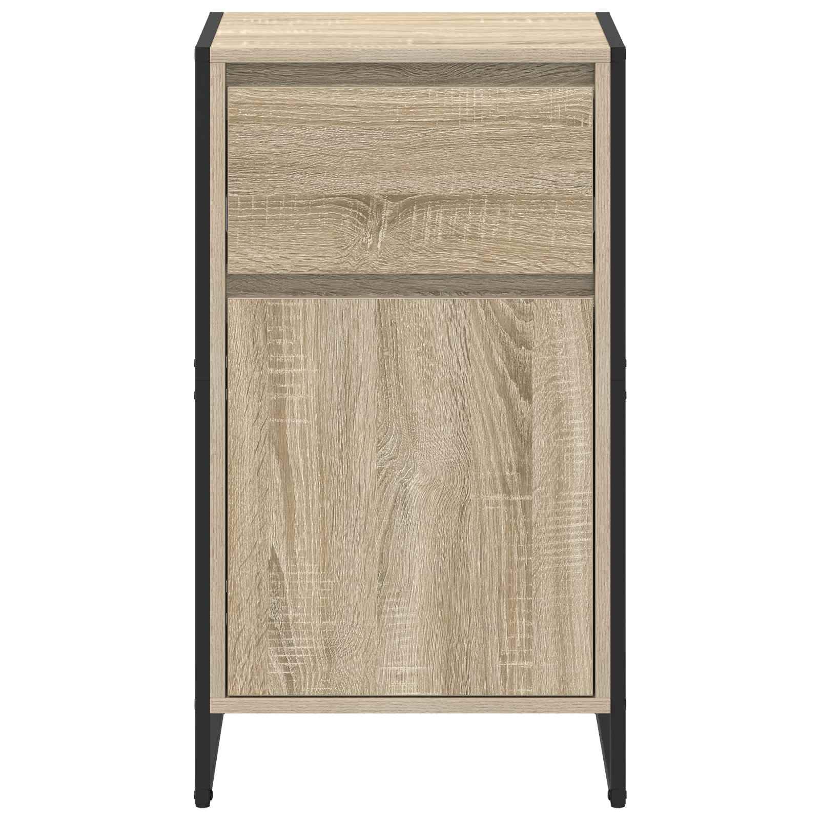 Aparador industrial Sonoma de madera, 43 x 36 x 75,5 cm, con marco de acero, diseño moderno, estantes ajustables para salón, cocina y pasillo