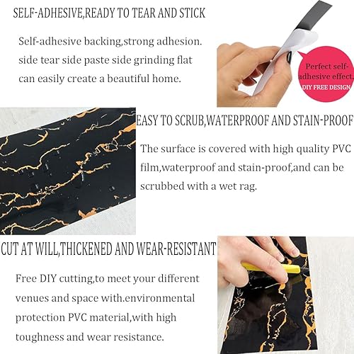 Miniatura 5 de Cinta decorativa impermeable para decoración de azulejos, adhesivo de mármol, cinta decorativa para paredes, muebles, revestimiento autoadhesivo