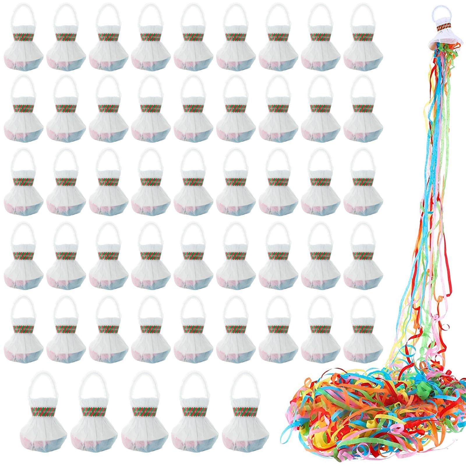 MUXHEL 50 Pcs Colorful Streamer Poppers, No Mess Paper Streamers, Hand Throw Streamers for Party Decorations, Wedding, Graduation, Celebration