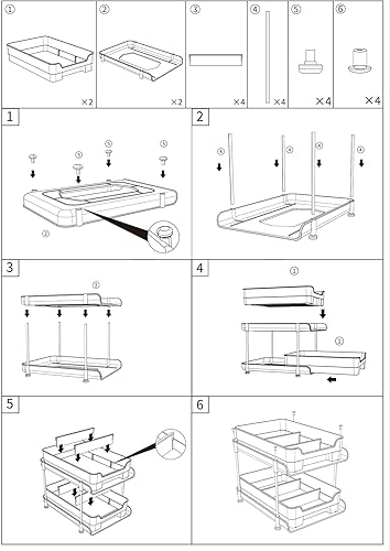 Miniatura 6 de Lovelyduo Organizador transparente de 2 niveles, paquete de 2 unidades, contenedor de almacenamiento deslizante multiuso, cocina, despensa,