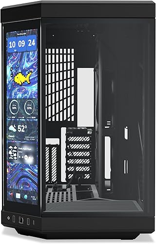 Vista 61 de HYTE Y60 - Moderna caja para juegos ATX de torre media con doble cámara panorámica de vidrio templado y cable elevador PCIE 4.0 incluido