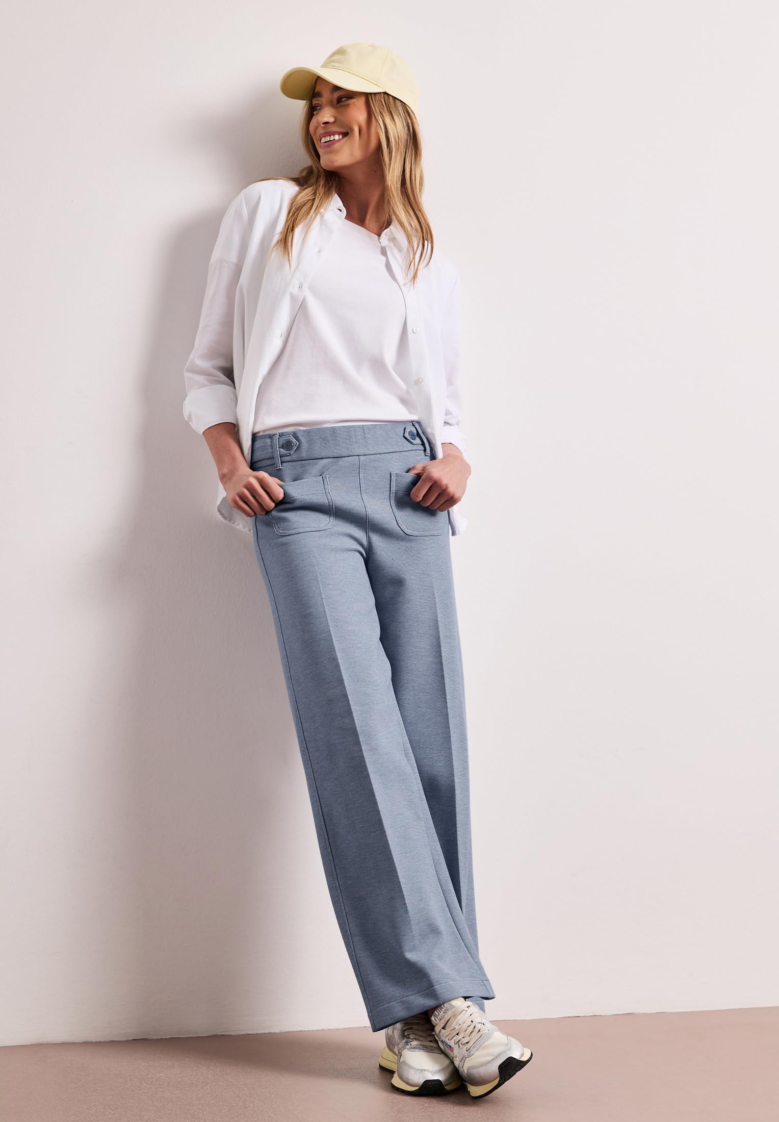 Street One Damen Wide Leg Hose mit Knopfdetails 3818166