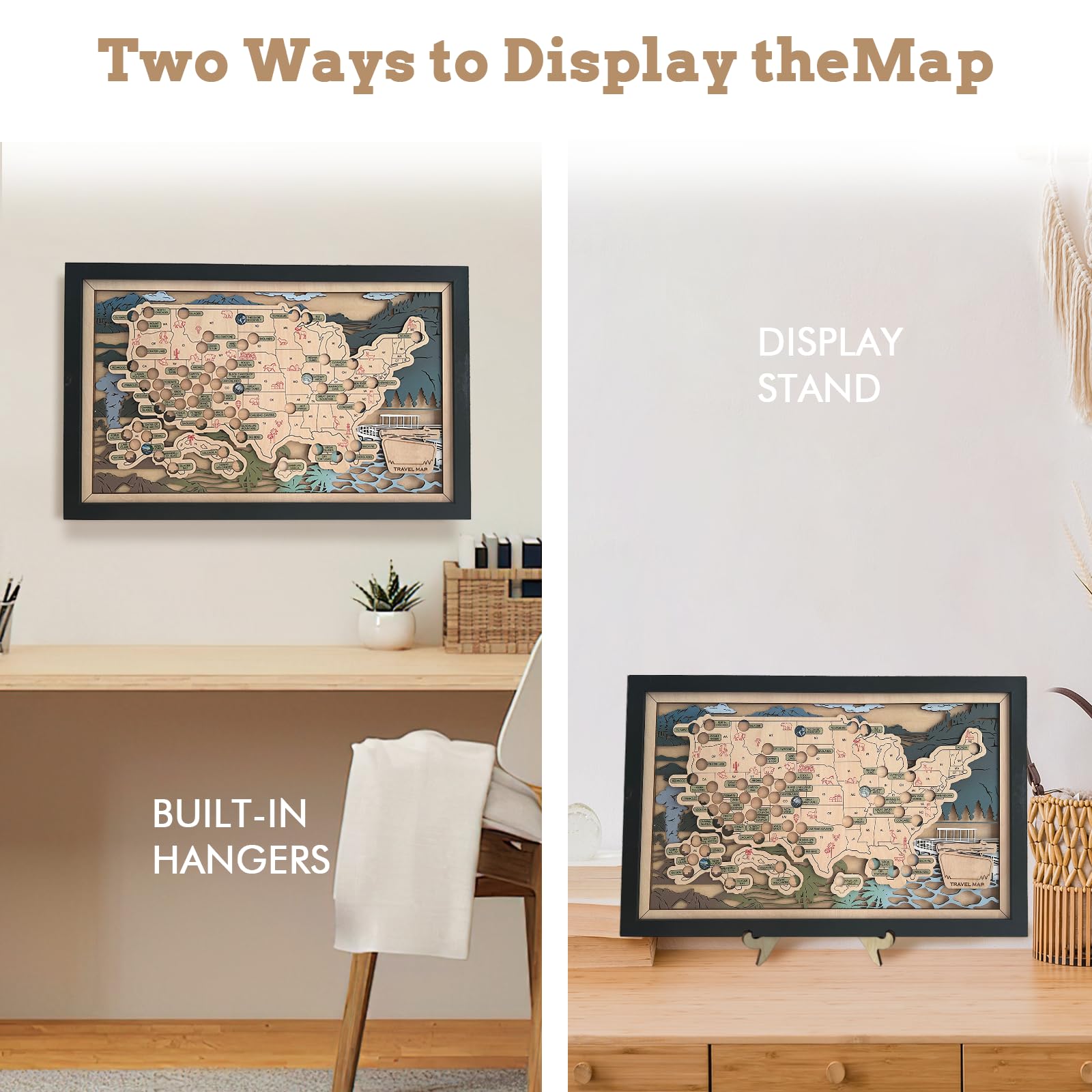 National Parks Map Adventure Tracker – mappe di viaggio in legno personalizzate del parco nazionale degli Stati Uniti, tracker da viaggio con puntina, regalo per gli amanti del parco, coppie e