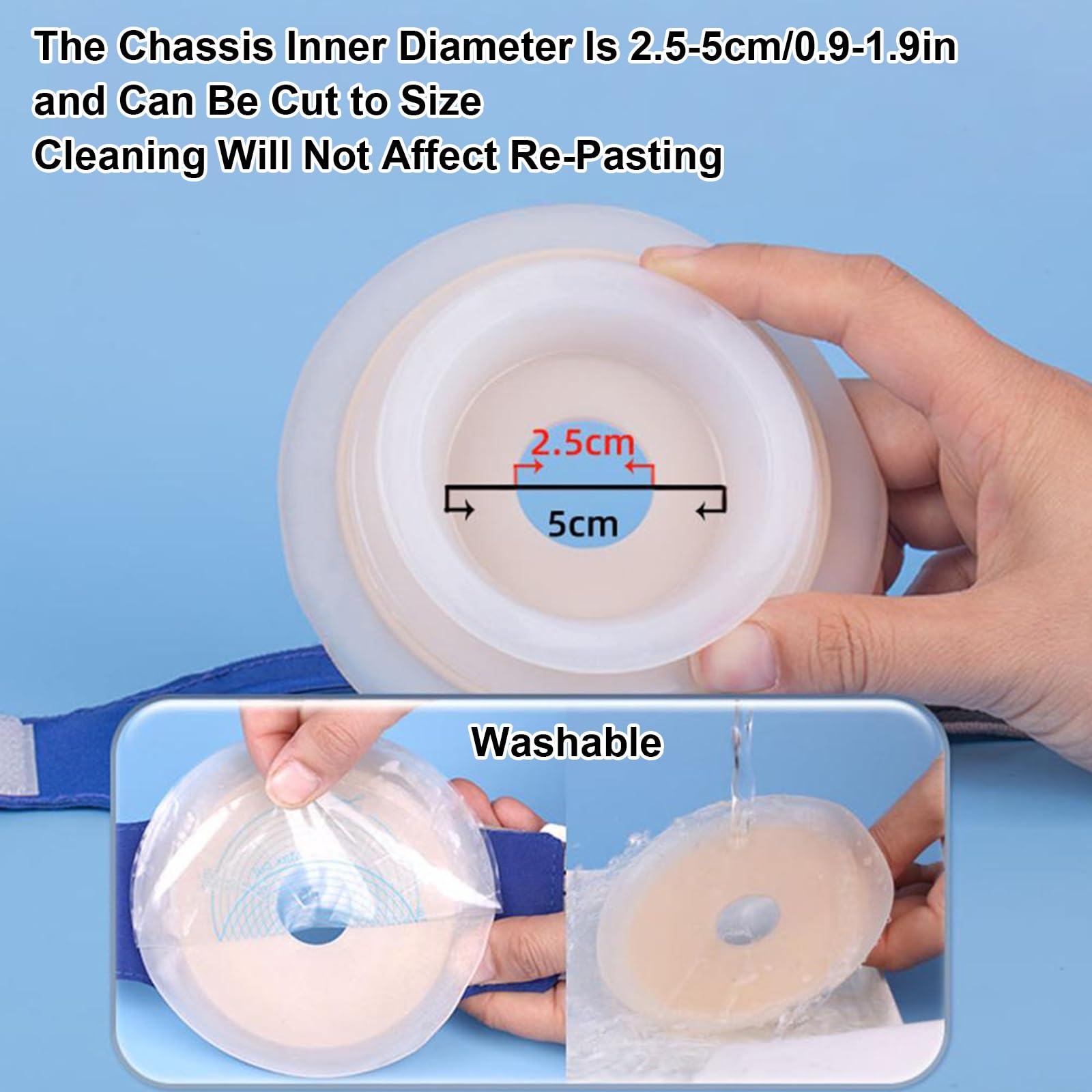 Verstellbarer Stoma Gürtel, Stomagürtel mit 2,5–5 Cm Großen Löchern, Weiche Silikonbasis, Zuschneidbar, Stoma Bandage Zum Schutz Des Stomabeutels(Large)