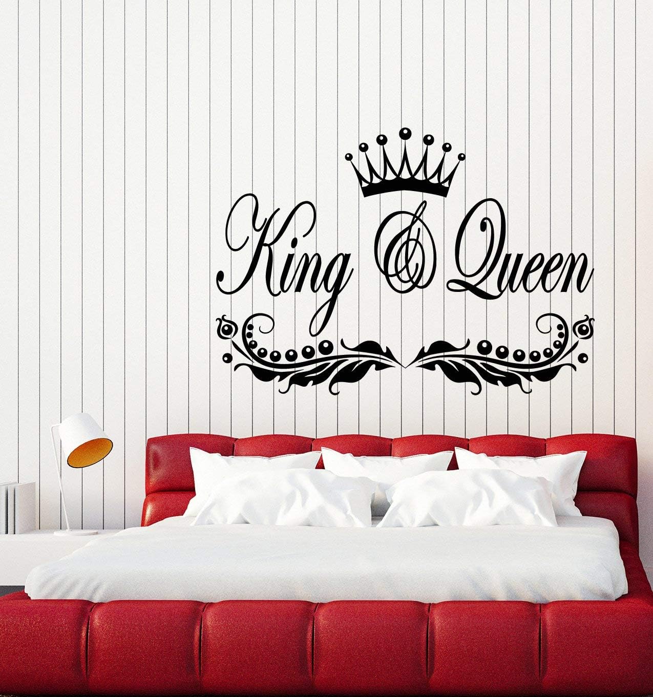 Large Vinyl Wall Decal Lettering Crown for King and Queen Bedroom Decor Stickers Mural (g3461) black