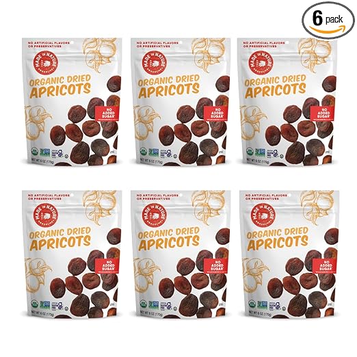 Made In Nature Organic Dried Apricots, 6 Ounce (Pack of 6) – Vegan Snack, Non-GMO, Unsulfured, Gluten Free, Kosher