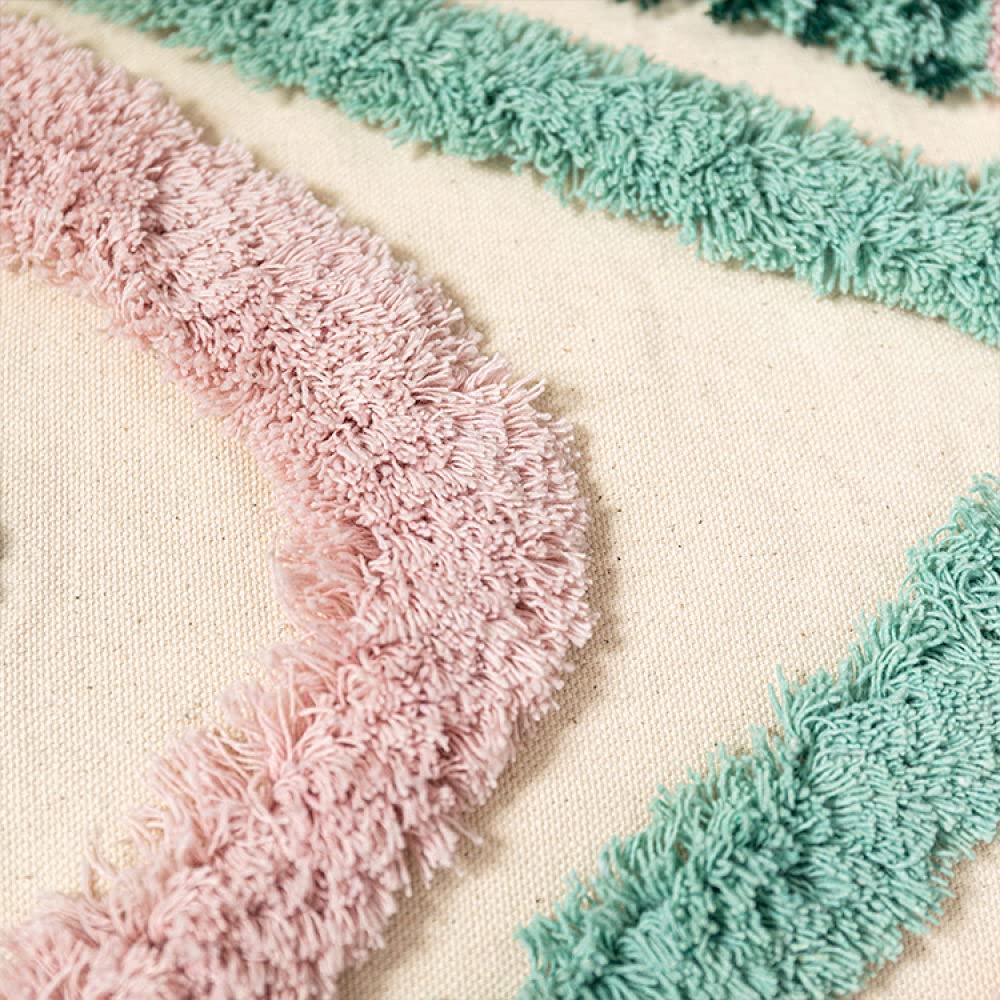 Kissenhülle Boho, Vintage Grün Raute Geometrische Nähte Getufteter Jacquard Baumwolle Dekorative Kissenbezüge Marokkanischer Boho Ethno 45X45Cm Dekokissen Bezüge Für Sofa Schlafzimmer Wohnzimm