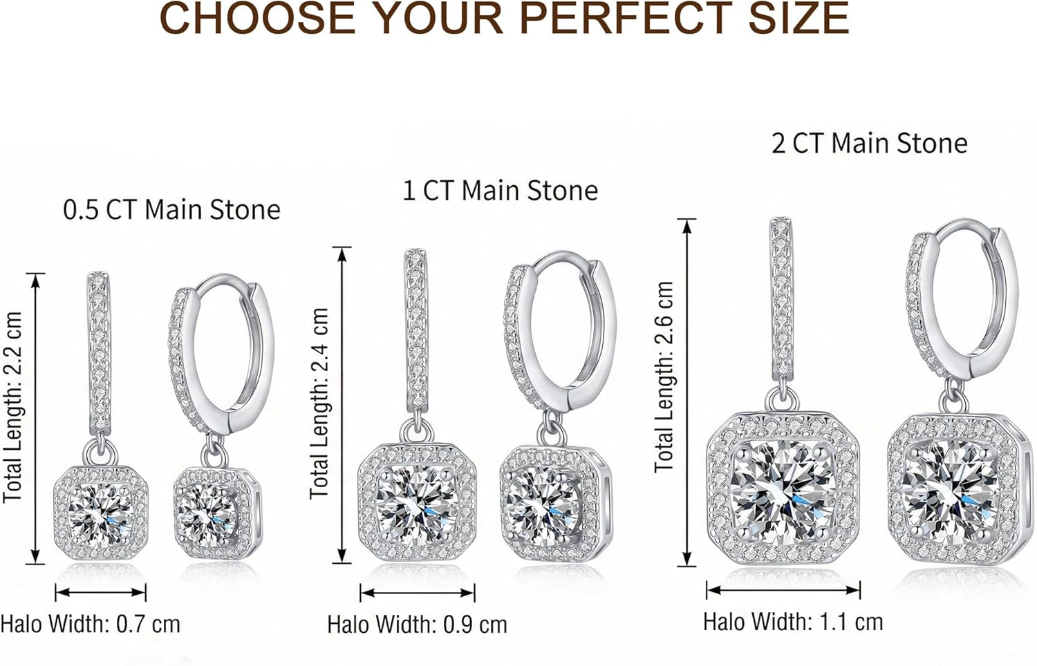 0.36-6CT Moissanite Earrings Hypoallergenic 925 Sterling Silver Hoop Earring 18K White Gold Plated D Color VVS1 Huggie Earring for Women Men Drop Dangle Leverback