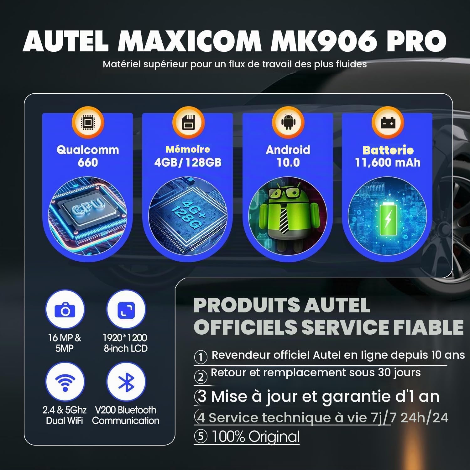 Autel MaxiCOM MK906 Pro Diagnostic Auto, 2026 Haut Gamme ECU Elite, OS10